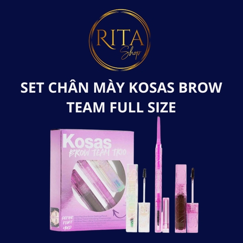 Set kẻ chân mày full size Kosas Brow Team Eyebrow Pencil + Eyebrow Gel Trio Set