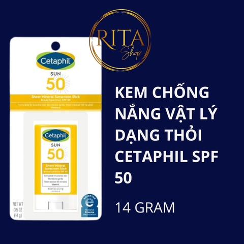 Kem chống nắng vật lý dạng thỏi Cetaphil SUN Sheer Mineral Sunscreen Spf 50 cho da nhạy cảm