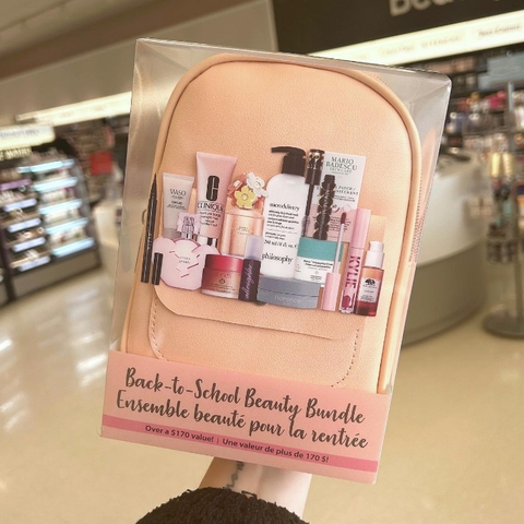 Set 14 món full size và min dưỡng da trang điểm cao cấp đi kèm ba lô