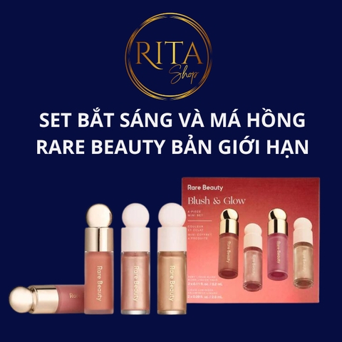 Set kem má hồng và bắt sáng Rare Beauty mini size bản giới hạn