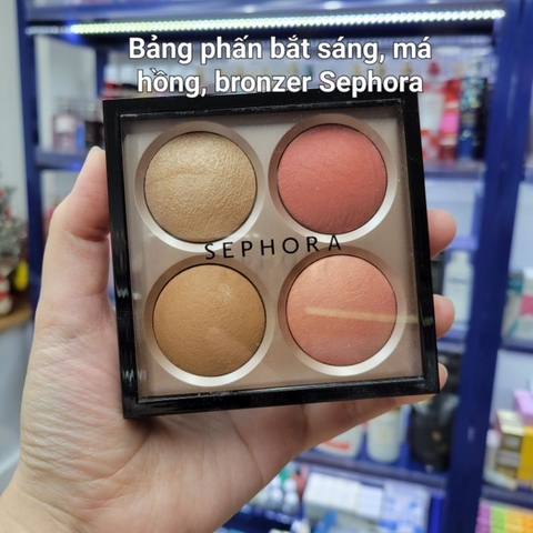Bảng phấn Sephora Microsmooth Multi-tasking baked face palette màu Enchant