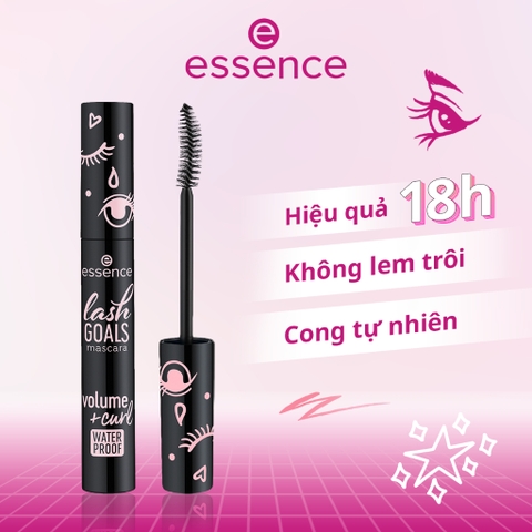 Mascara Essence Lash Goals Volume Curl Waterproof chuốt mi làm dài và làm dày mi không gây bết dính 7,5ml