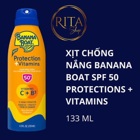 Xịt chống nắng Banana Boat Protection + Vitamins Moisturizing Sunscreen Spray SPF 50