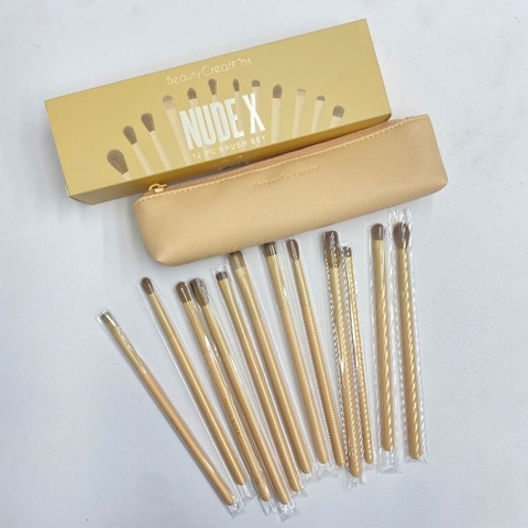 Bộ 12 cọ mắt Beauty Creations Nude X kèm túi đựng