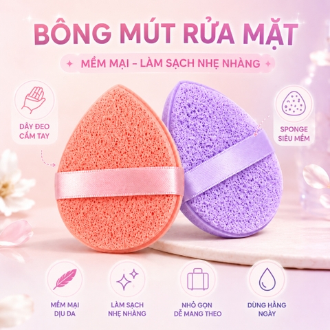 Bông Mút Rửa Mặt AMORA Facial Cleansing Sponge Mềm Mịn Làm Sạch Sâu