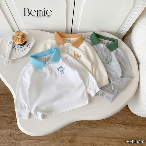 Áo thun áo polo tay dài họa tiết hình in Khủng long cho bé trai 1 đến 7 tuổi BERNIE H0425A51