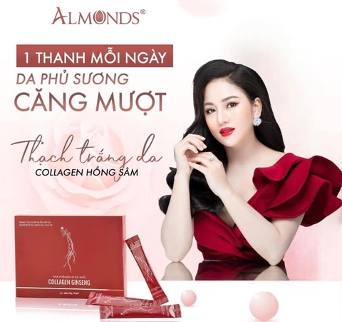 Thạch Hồng Sâm Almonds Collagen Ginseng 20g x 20 gói