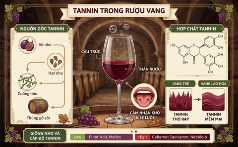 Tannin là gì và ảnh hưởng của tannin đến hương vị rượu vang