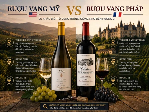 Rượu vang Mỹ khác gì rượu vang Pháp?