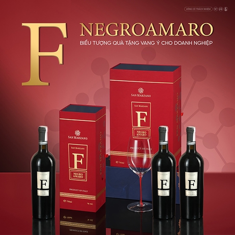 Hộp quà 2 chai rượu vang đỏ F Negroamaro (F Bạc)