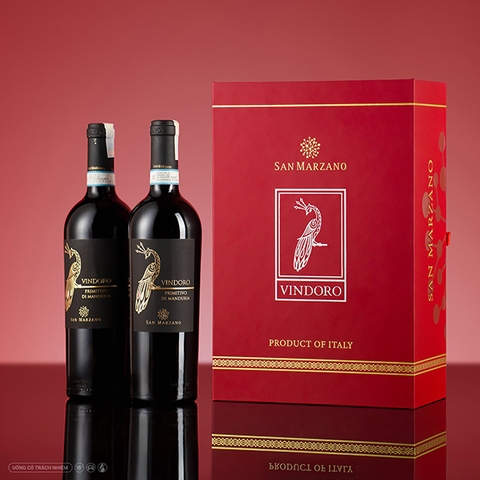 Hộp quà 2 chai rượu vang đỏ Vindoro Primitivo