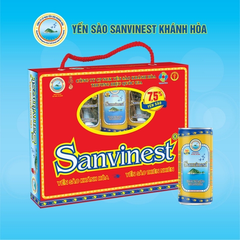 Hộp 10 lon 190ml, 7.5% yến sào, có đường. Nước Yến sào Sanvinest Khánh Hòa - S121H10X