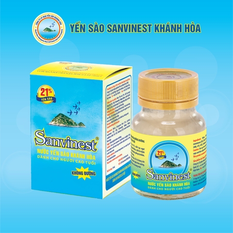 Nước Yến sào Sanvinest Khánh Hòa không đường dành cho người cao tuổi lọ 70 ml, 21% yến sào. Hộp 1 lọ - S206H1