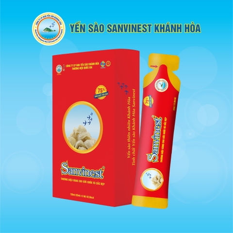 Tinh chất Yến sào Khánh Hòa Sanvinest túi 25ml, tiện lợi khi sử dụng, hấp thụ tối đa dưỡng chất.
