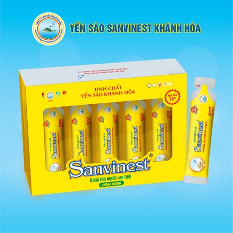 Tinh Chất Yến Sào Khánh Hòa Sanvinest Không Đường, Hộp Quà Tặng 20 Túi 25ml – Dinh Dưỡng Toàn Diện Dành Cho Người Cao Tuổi