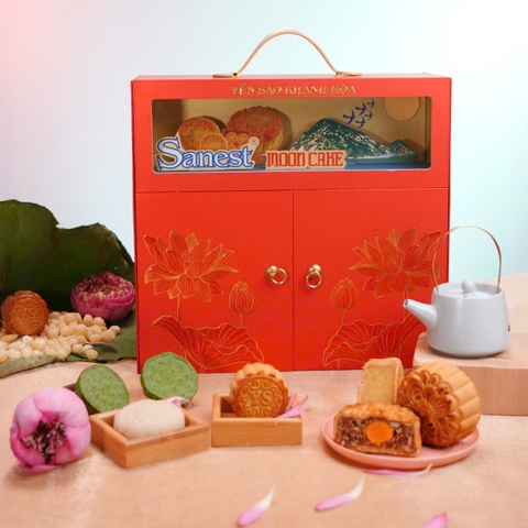 Hộp quà tặng cao cấp 09 Bánh Trung Thu Yến Sào Khánh Hòa Sanest Mooncake 2025 - 90g/Bánh