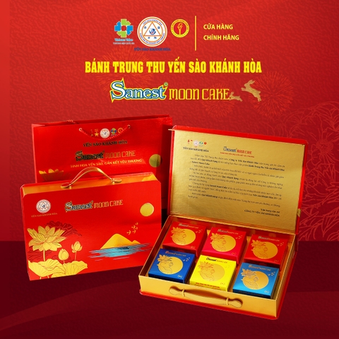 Bánh Trung Thu Yến Sào Khánh Hòa Sanest Mooncake 2025 - Hộp quà cao cấp 06 Bánh 200g.