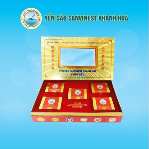 Yến sào Khánh Hòa tinh chế Hộp quà tặng (05 hộp 03 gram) chính hiệu Sanvinest (Q503)