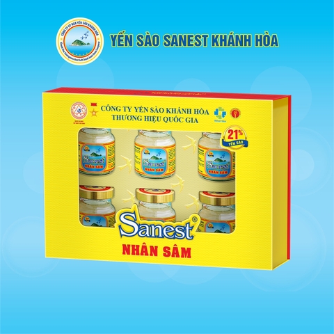 Nước yến sào Khánh Hòa Sanest nhân sâm Fucoidan. Hộp 06 lọ 70ml, 21% Yến sào - S700H6