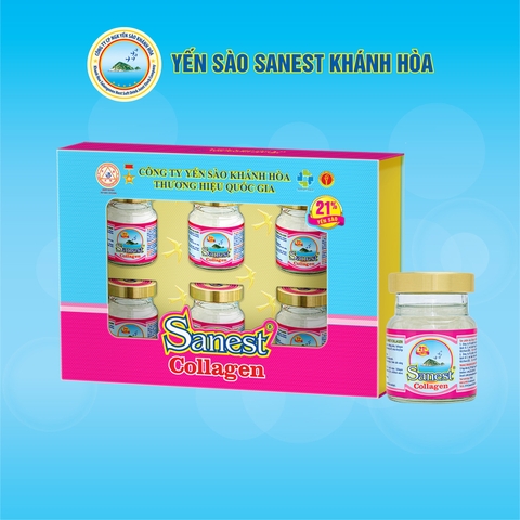 Nước Yến sào Khánh Hòa Sanest Collagen lọ 70ml, 21% yến sào. Hộp 6 lọ - S770H6