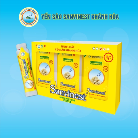 Tinh chất Yến sào Khánh Hòa Sanvinest Không đường dành cho Người cao tuổi, túi 20ml - Hộp quà tặng 30 túi.