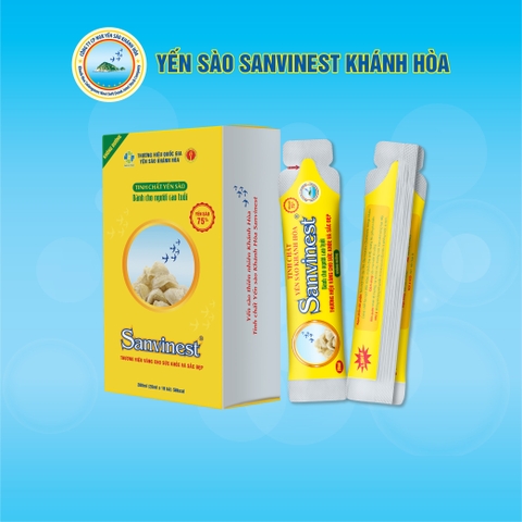 Tinh chất Yến sào Khánh Hòa Sanvinest Không đường dành cho Người cao tuổi, Hộp 05 túi, 10 túi 20ml.