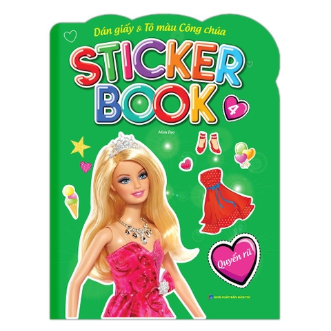 Sách - Sticker book - Giấy gián & tô màu công chúa 4 - Quyến rũ (tặng kèm 4 trang sticker dán hình)