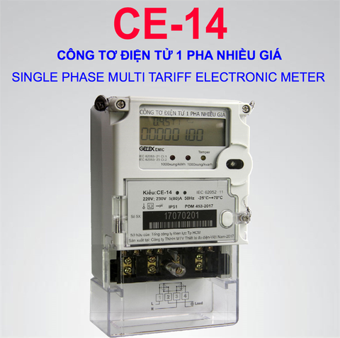 CÔNG TƠ ĐIỆN TỬ 1 PHA NHIỀU BIỂU GIÁ CE-14