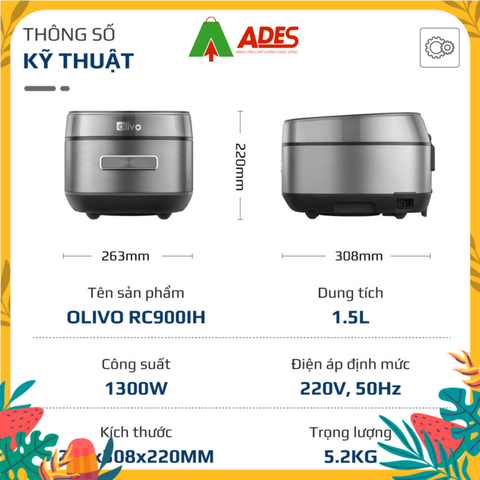 Nồi Cơm Điện Cao Tần OLIVO RC900IH Lòng Nồi INOX 316L Cao Cấp