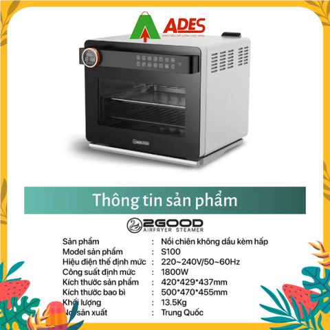 Nồi Chiên Không Dầu Kèm Hấp 2GOOD S100 (20 Lít)
