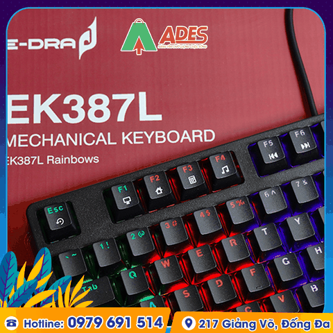 Bàn phím cơ Edra EK387L Rainbow Huano Switch