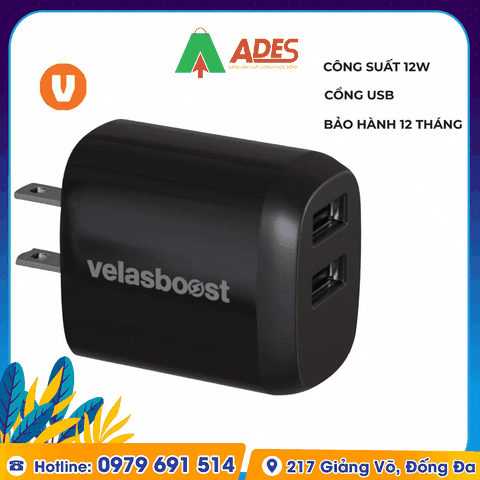 Sạc 2 cổng 12W Velasboost