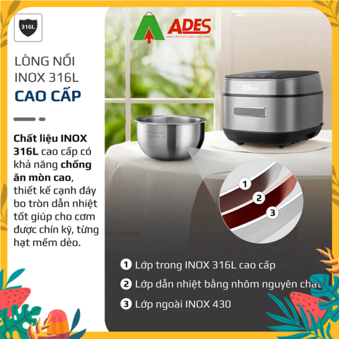 Nồi Cơm Điện Cao Tần OLIVO RC900IH Lòng Nồi INOX 316L Cao Cấp