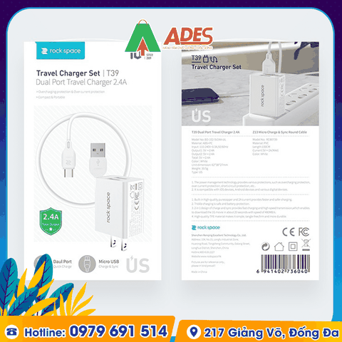 Bộ củ sạc + cáp sạc nhanh cho iPhone Rockspace T39