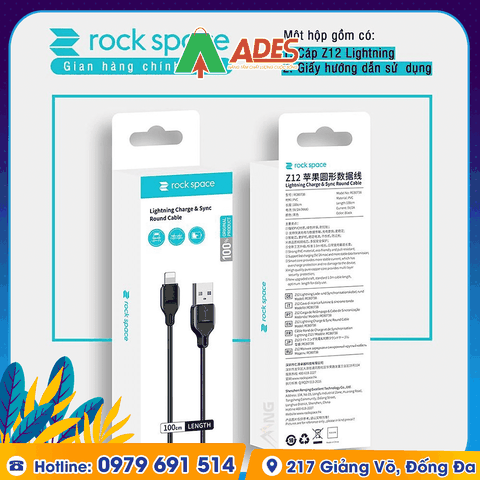 Dây cáp sạc nhanh RockSpace Z12 cho iphone, android