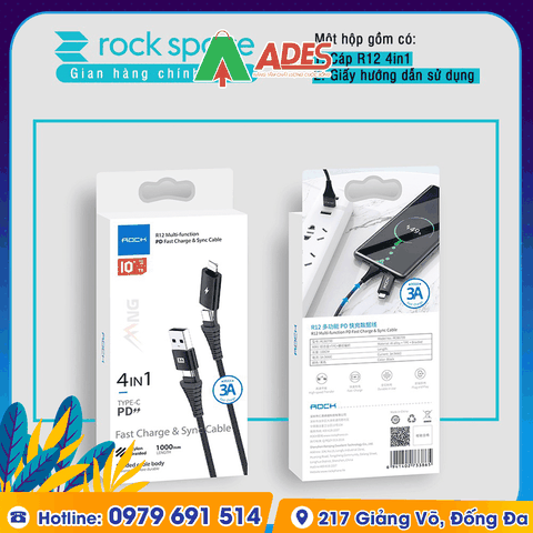 Dây cáp sạc nhanh 4 in 1 Rockspace R12