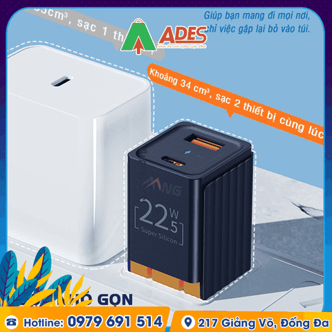 Củ sạc nhanh mini 2 cổng Rockspace T66