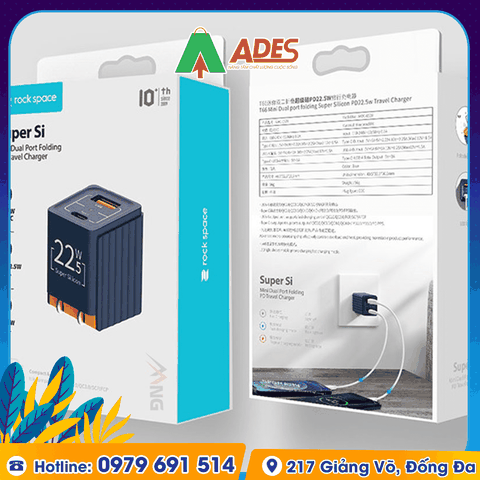 Củ sạc nhanh mini 2 cổng Rockspace T66
