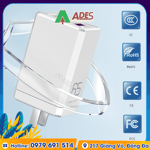 Củ sạc nhanh mini 3 cổng Rockspace T49 65W