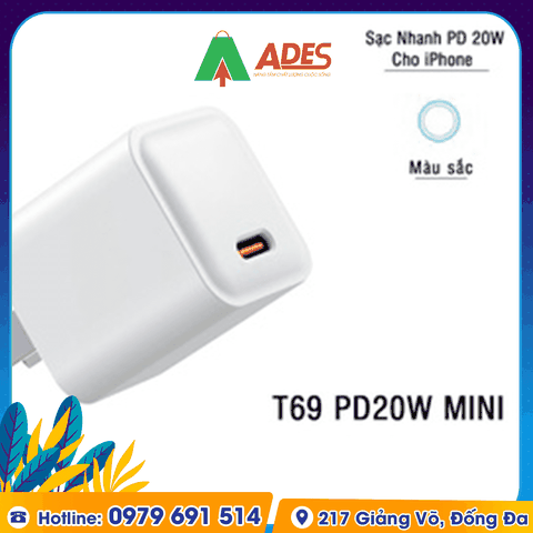 Củ sạc nhanh siêu nhỏ Rockspace T69 dành cho Iphone