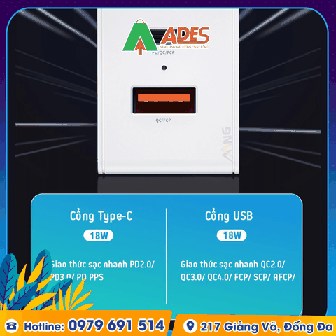 Củ sạc mini 2 cổng sạc nhanh Rockspace Sugar