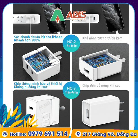 Củ sạc mini 2 cổng sạc nhanh Rockspace Sugar