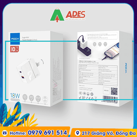 Củ sạc mini 2 cổng sạc nhanh Rockspace Sugar