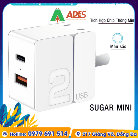 Củ sạc mini 2 cổng sạc nhanh Rockspace Sugar