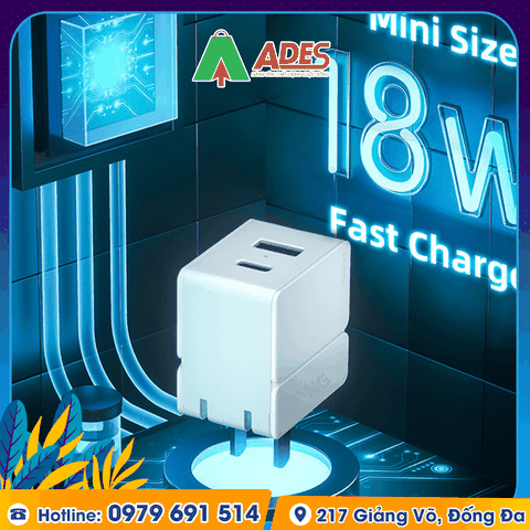 Củ sạc mini 2 cổng sạc nhanh Rockspace Sugar