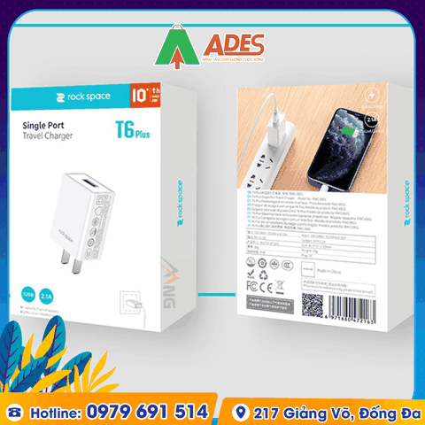 Củ Sạc iPhone Rockspace T6 plus 1 cổng USB