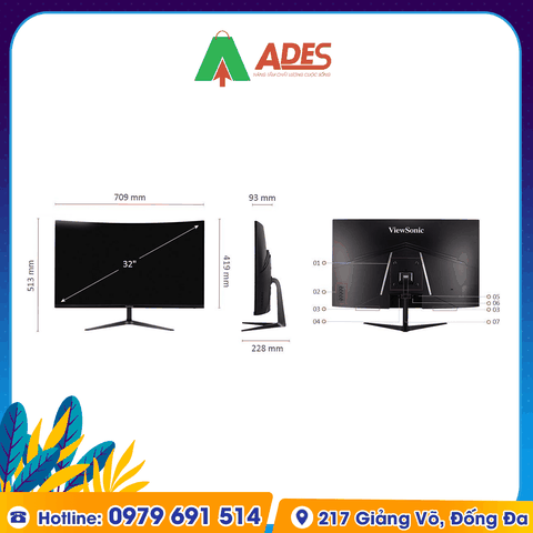 Màn hình máy tính ViewSonic VX3218-PC-MHD 32inch FHD 165Hz