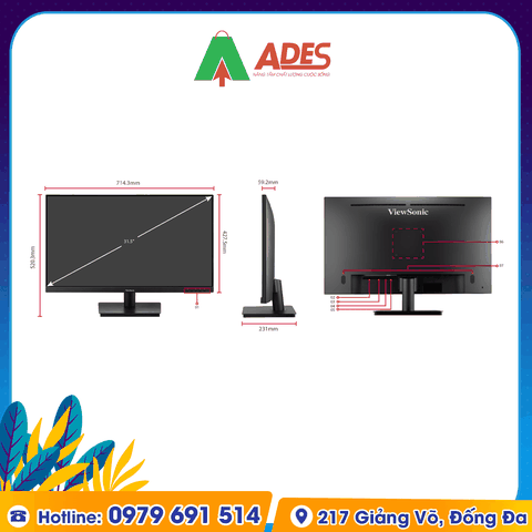 Màn hình máy tính Viewsonic VA3209-MH 32″ FHD IPS 75Hz