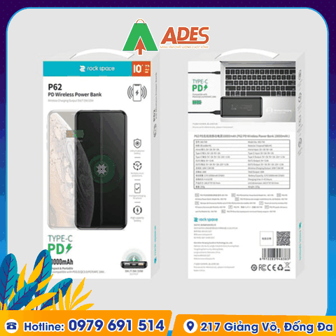 Pin sạc dự phòng không dây Rockspace P62 10000mAh