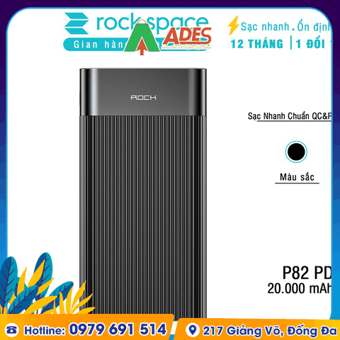 Pin sạc dự phòng thích hợp chân cắm lightning Rockspace P82 5000mAh